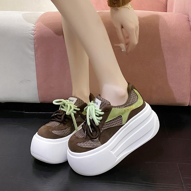 2025 Designer Women Platform Casual Buffalo Sneakers Low-top Light 6cm Sole Breathable Shoes Outdoor White Tennis Lace-up