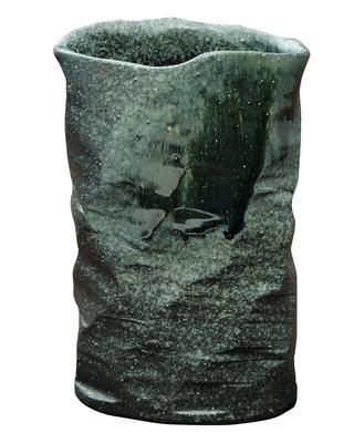 Shigaraki Ware "Hechimon" Flower Vase, Large, Vertical, Purple and Black, with Shisui Rock Face, Suitable for Buddhist Altars, Ceramic, MR-1-2526