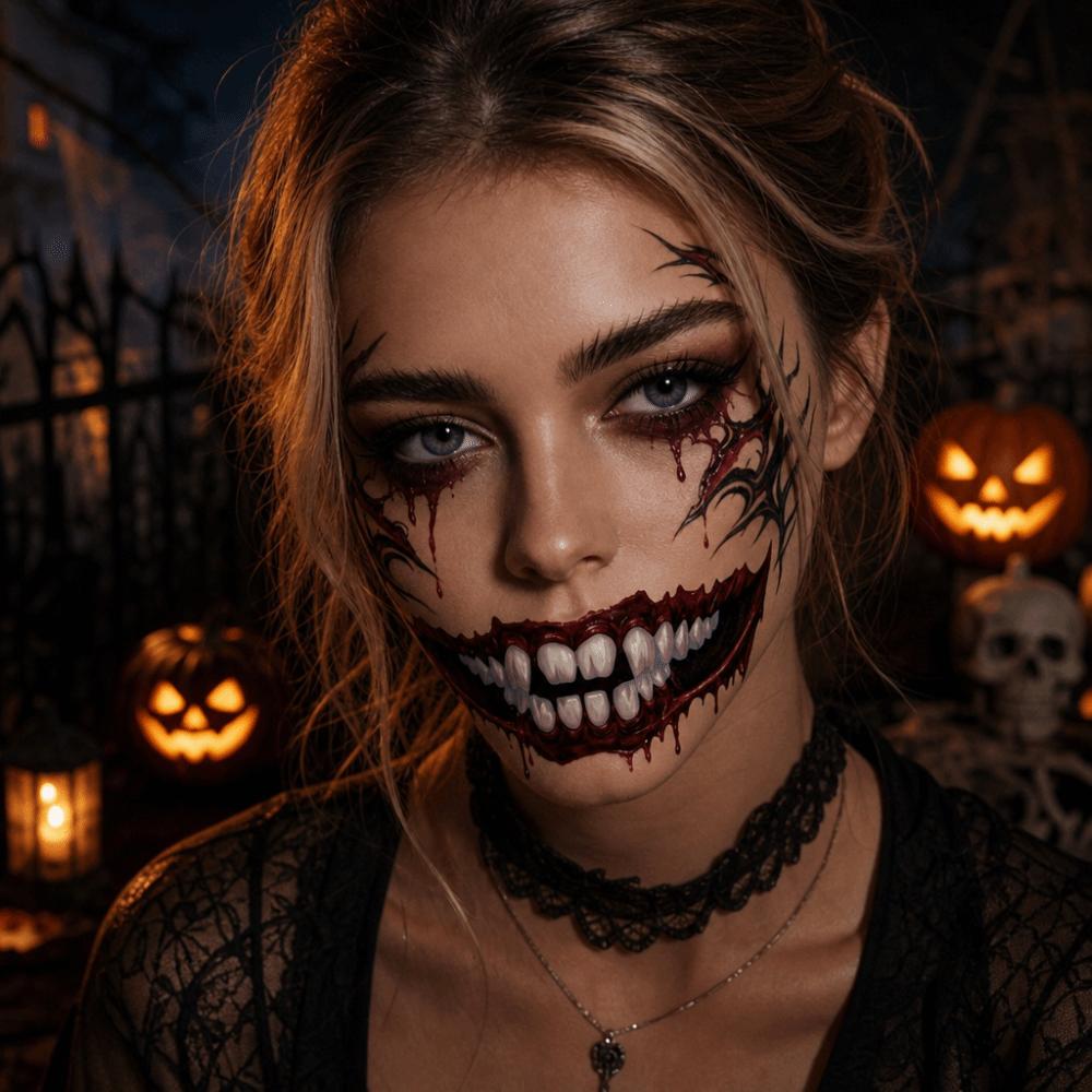 Fake Halloween Tattoo Sticker Scary Bloodiness Temporary Scar Stickers Haunted House