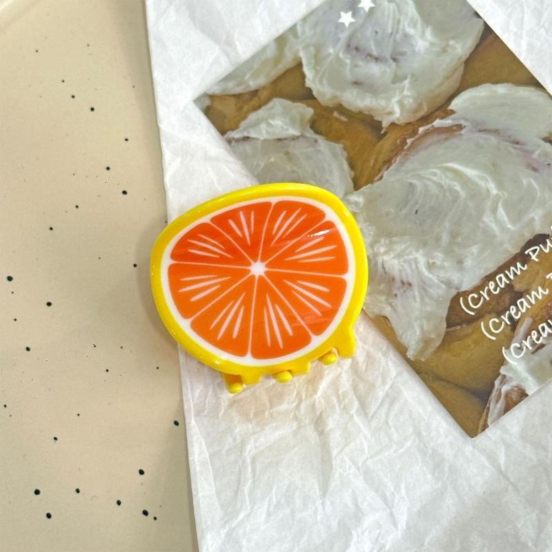 Slip proof Hair Clips Acrylic  Half Up Hair Accessories With Fruit Theme For Sports Travel Daily Use
