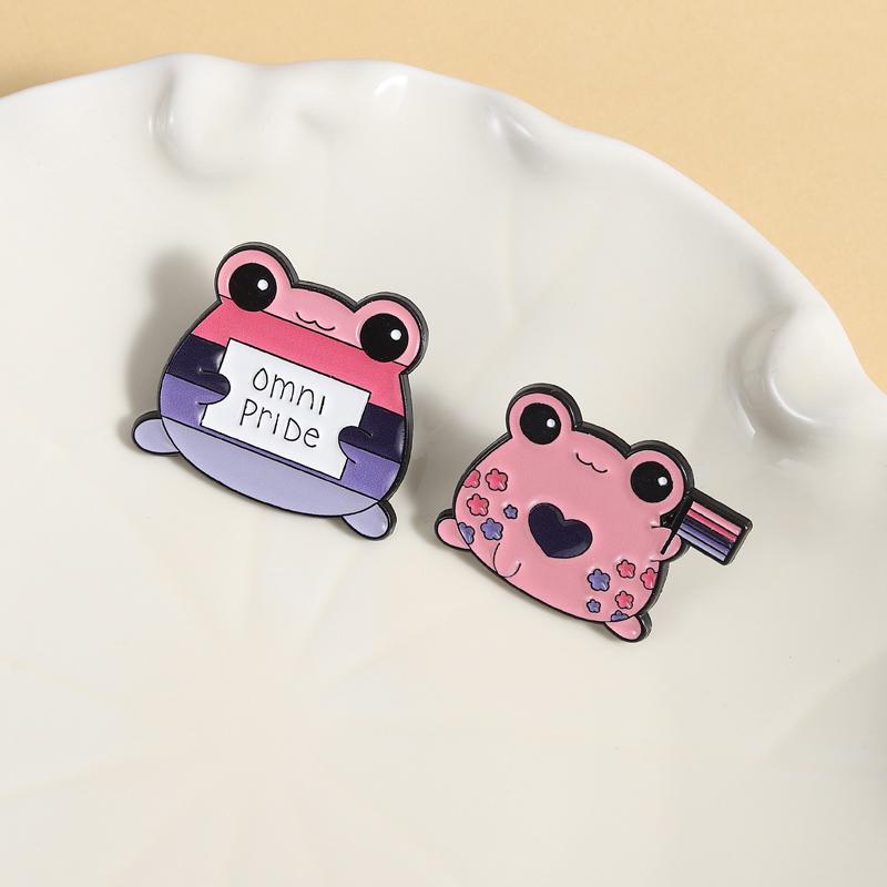 Omnisexuelle Pride Frösche Emaille Pins UV-Druck Broschen Revers Anstecker Cartoon Frosch LGBT Schmuck Geschenk für Liebende Freunde