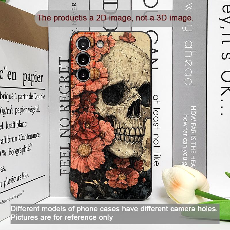 Retro Gothic Night Flower Skull Head Printed Phone Case for Google Pixel 10 9 A 8 A 7A 6A 7 PRO 8 9 Pro XL 5G Floral Soft Covers
