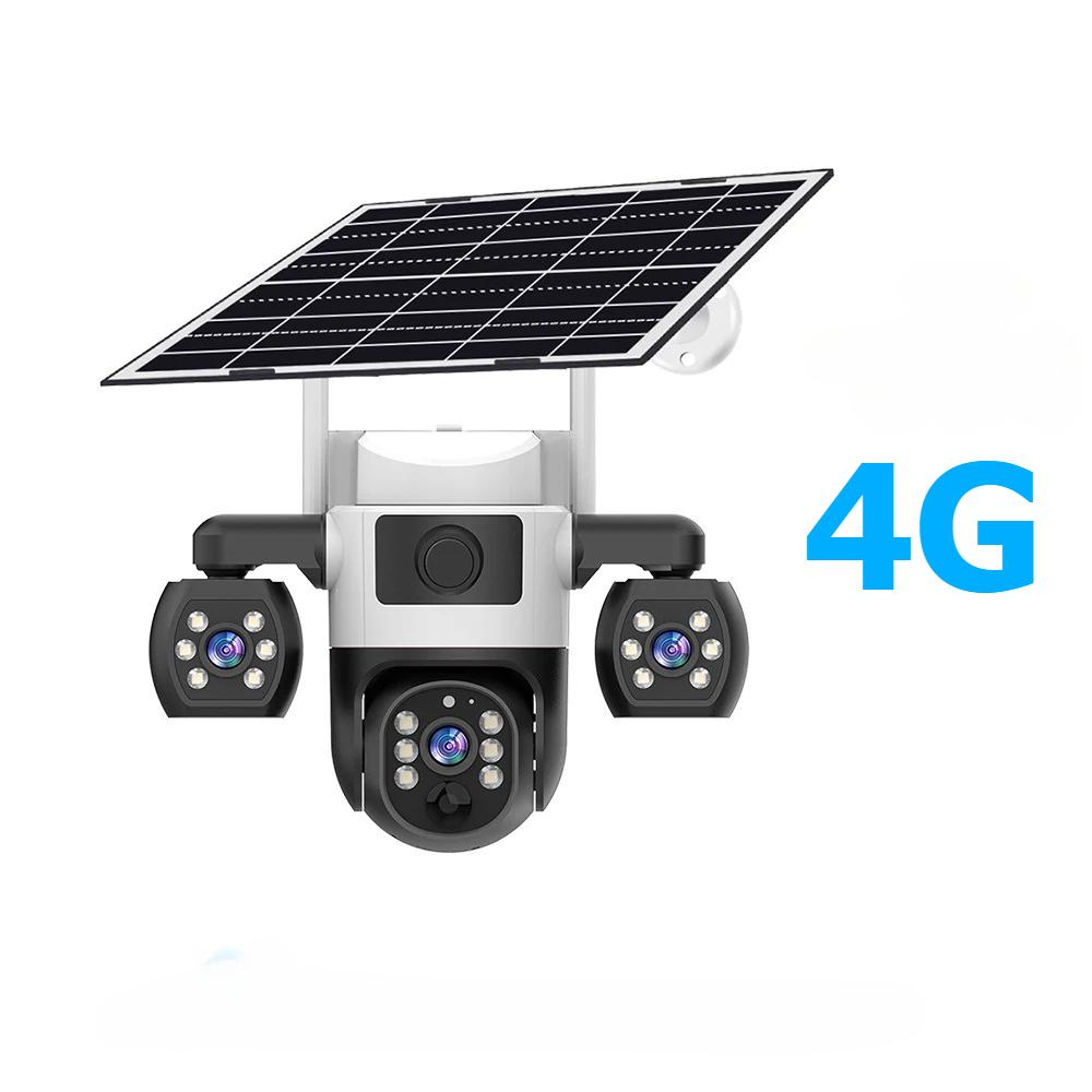 V380 Pro WiFi Solar Kamera Außen Dreifachlinse PIR Personenerkennung Nachtsicht PTZ Kabellose IP-Kameras CCTV Sicherheitschutz