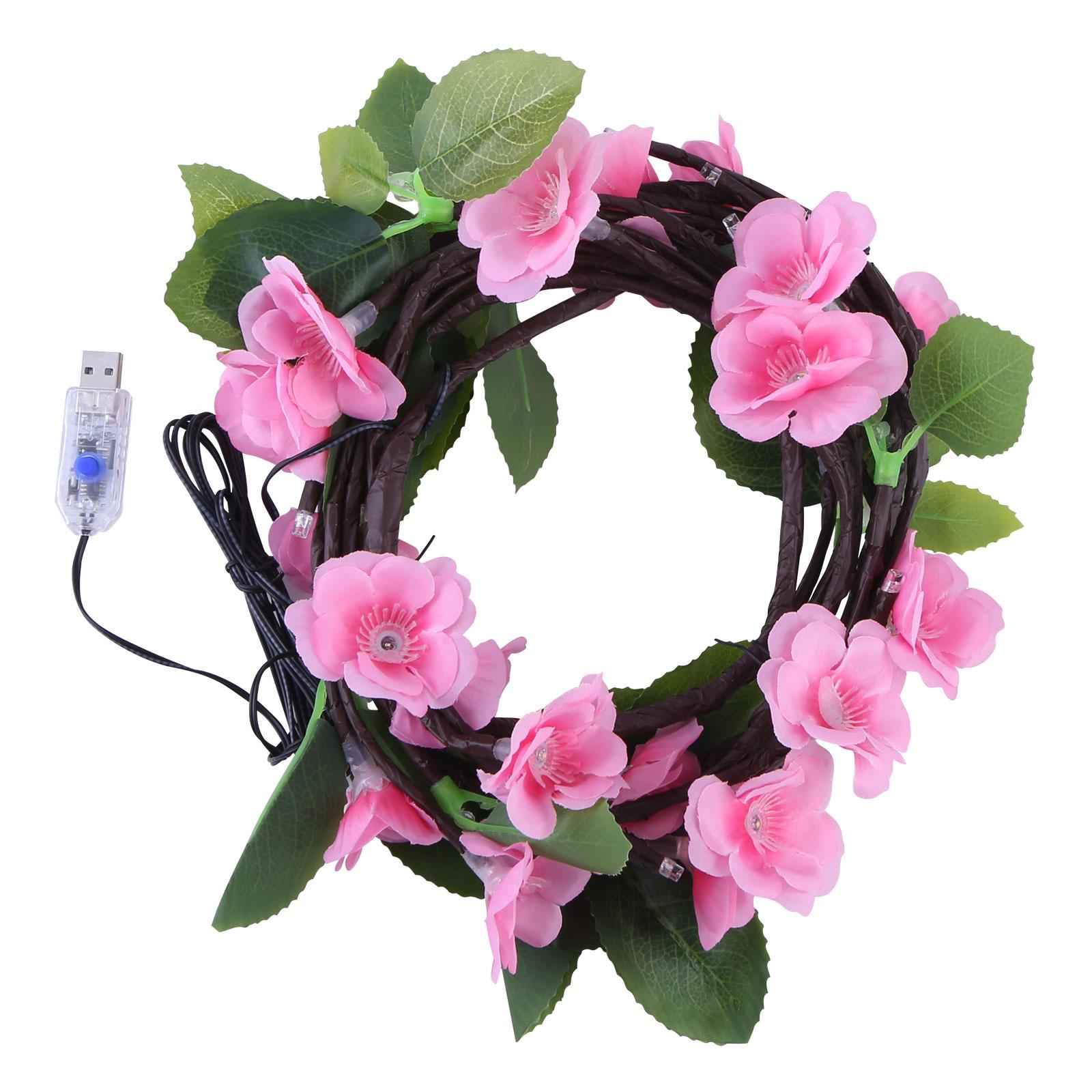 

Cherry Blossom DIY Fairy Light Bendable Cluster Lights USB Plug In Timing String Lights 8 Light Modes for Walls Doors Windows