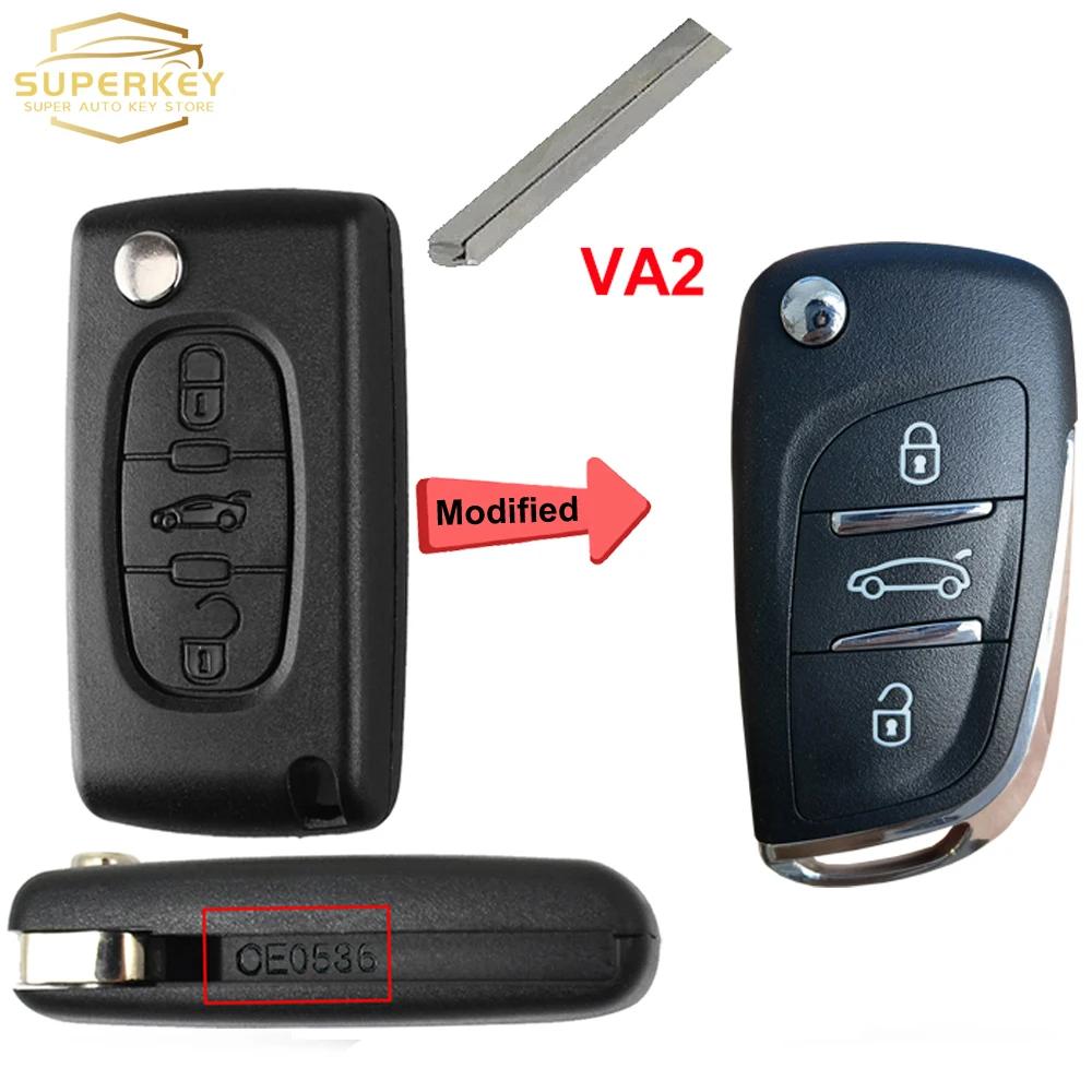 SUPERKEY Aangepaste Afstandsbediening Autosleutel Behuizing Klaphoes Voor Citroen C2 C3 C4 C5 Berlingo Voor Peugeot 207 307 308 407 607 HU83 VA2