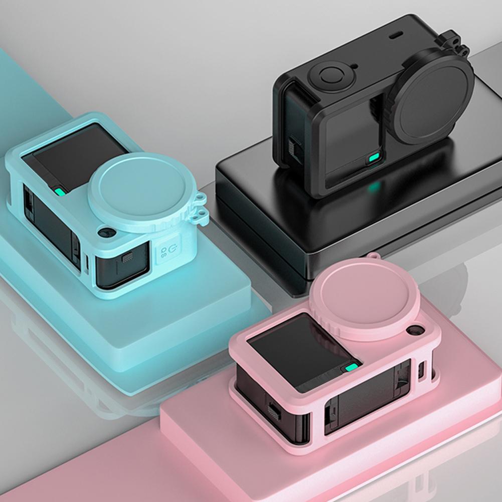 Silicone Protective Case for DJI Action 6 Cover with Lens Cap Lanyard Anti-Scratch Shock-Absorbent Protective Case Accessories