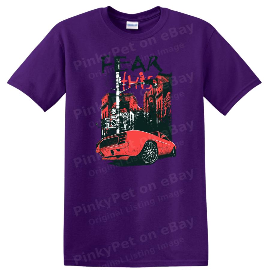 Red Sports Car Urban Scene T Shirt Graphic Vintage Cool Tee Design Art