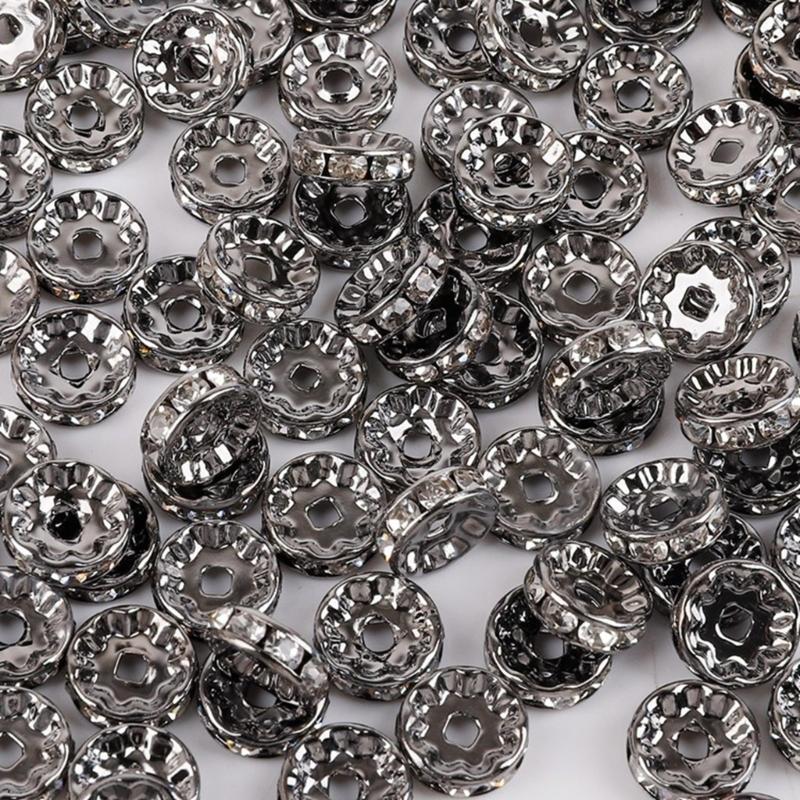 8mm Rhinestones Spacer Beads Rondelle Loose Beads Crystal Bead Spacer for Bracelets and Necklaces In Jewelry Crafts