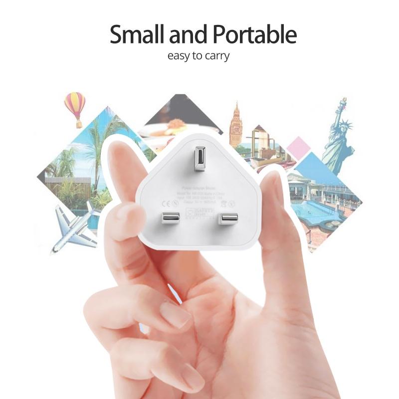 FONKEN Nabíječka telefonu USB UK 3kolíkové Regulační 5V 1A Chytrý telefon Tablet PC Trojúhelníková patka 1A Rychlá univerzální cestovní nabíjecí hlava USB napájecí adaptér