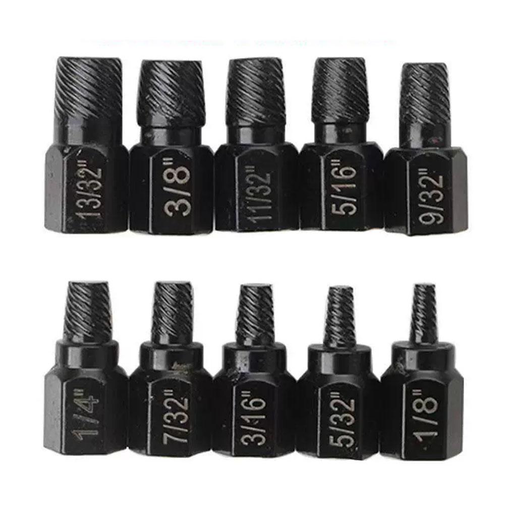 

10Pcs Screw Extractor Kit Alloy Steel Damaged Screw Remover Metal Easy Out Drill Bits Broken Bolt Stud Remover Screw Extractor чорний