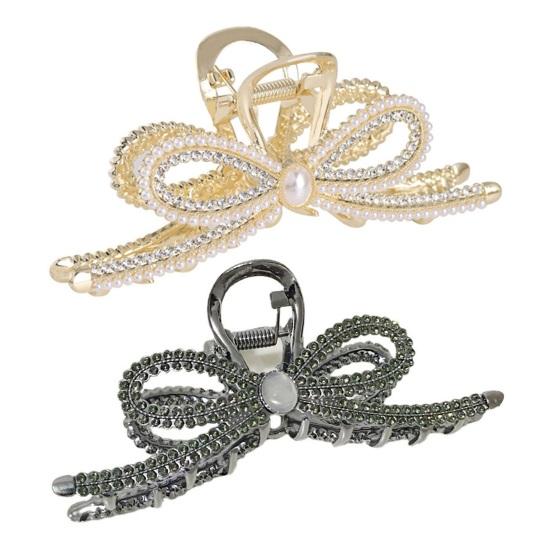 Dámské sevření vlasů Tvar mašle Lesklý kamínkový vyhloubený dráp Silný dráp Protiskluzové uspořádání vlasů Dekorace Nádherná dámská spona na vlasy Dráp