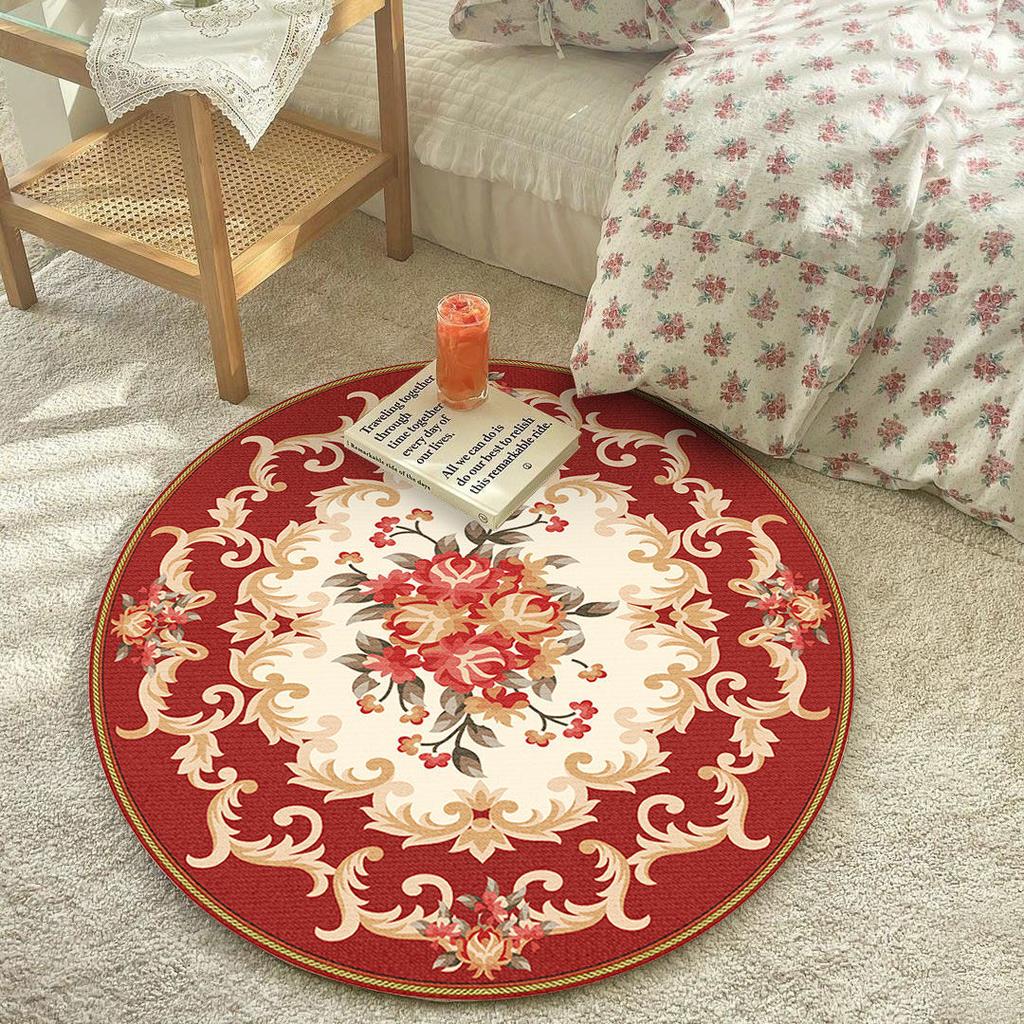 European Round Living Room Red Carpet 200x200 Decoration Home Balcony Hanging Chair Mat for Floor Rugs for Bedroom Kids Room