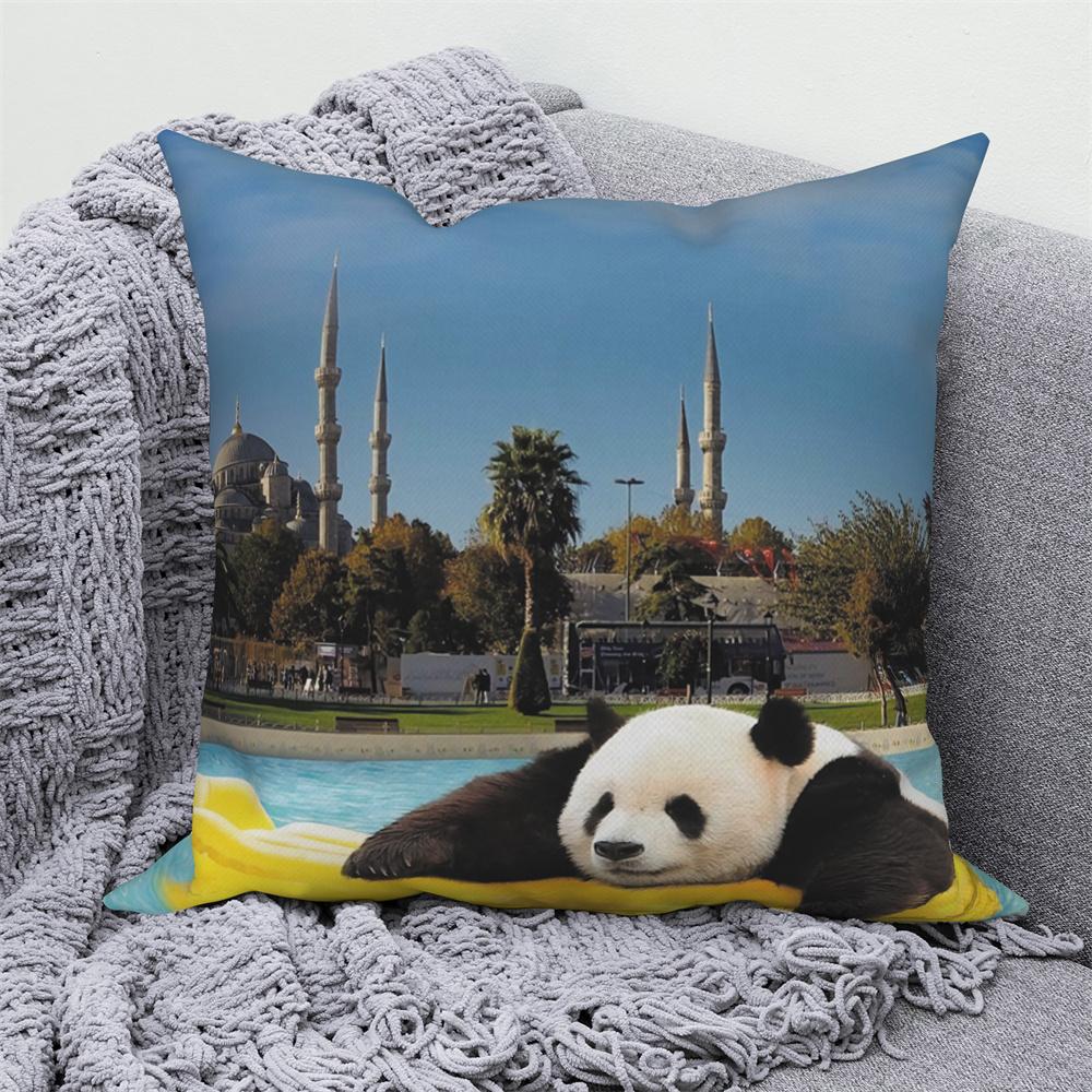 Cute Panda Print Decorative Cushion Cover Home Sofa Bed  Pillow