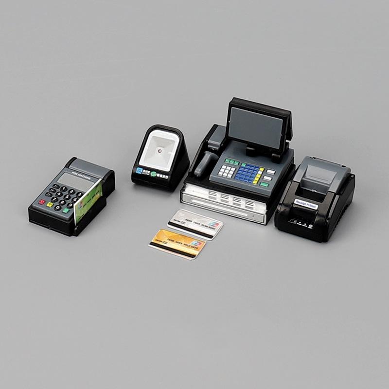 Mini Supermarket Cash Register Card Swipe Machine Pos Machine Doll House Scene Props Miniature Model Play House Toys