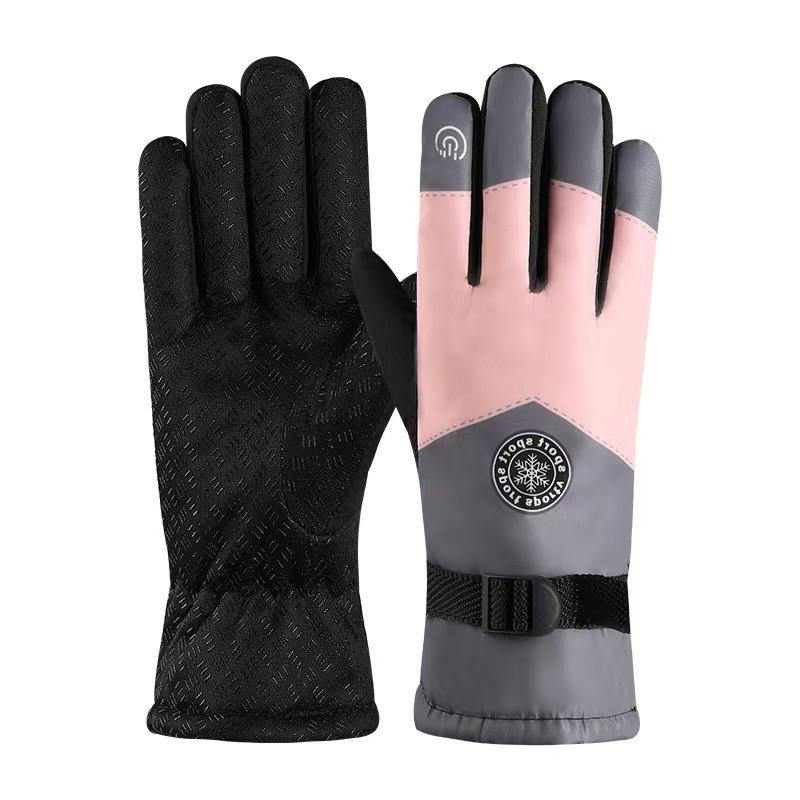 Popular Unisex Warm Waterproof Touchscreen Leather Cycling Gloves - Plush, Thick, Windproof for Winter