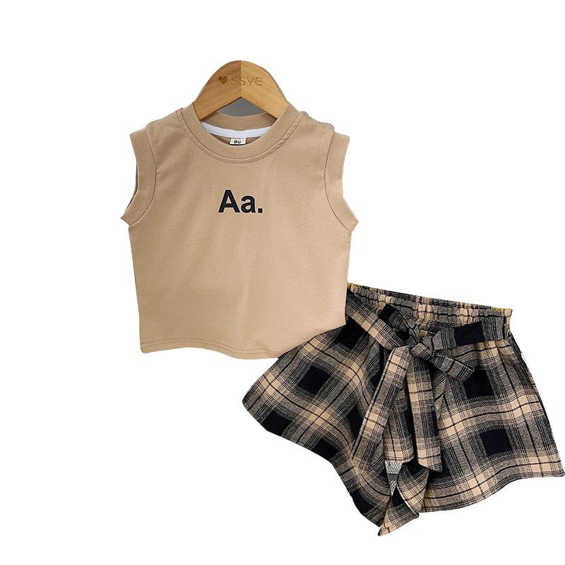 Girls' Trendy Summer Skirt & Sleeveless Top Set AXA585