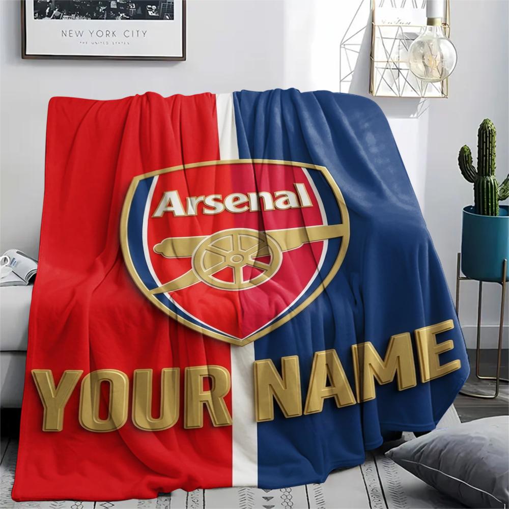 1pz Coperta di Flanella Personalizzata con Nome e Motivo Arsenal Adatta a Tutte le Stagioni per Arredamento Casa Calore e Comfort Regali Regalo Festivo_lx