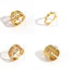 Style Geometric Stainless Steel Ring With Water Diamond Embedding For Women