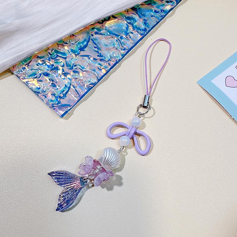 

Милая и классная девушка [Сакура Русалочка] Акриловый лазерный бант в стиле Харадзюку для мобильного телефона с подвеской-цепочкой Guben фиолетовый