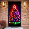 Yousheng Christmas Glowing Door Curtain Banner Festive Holiday Decor for Front Door Party Porch Hanging Sign