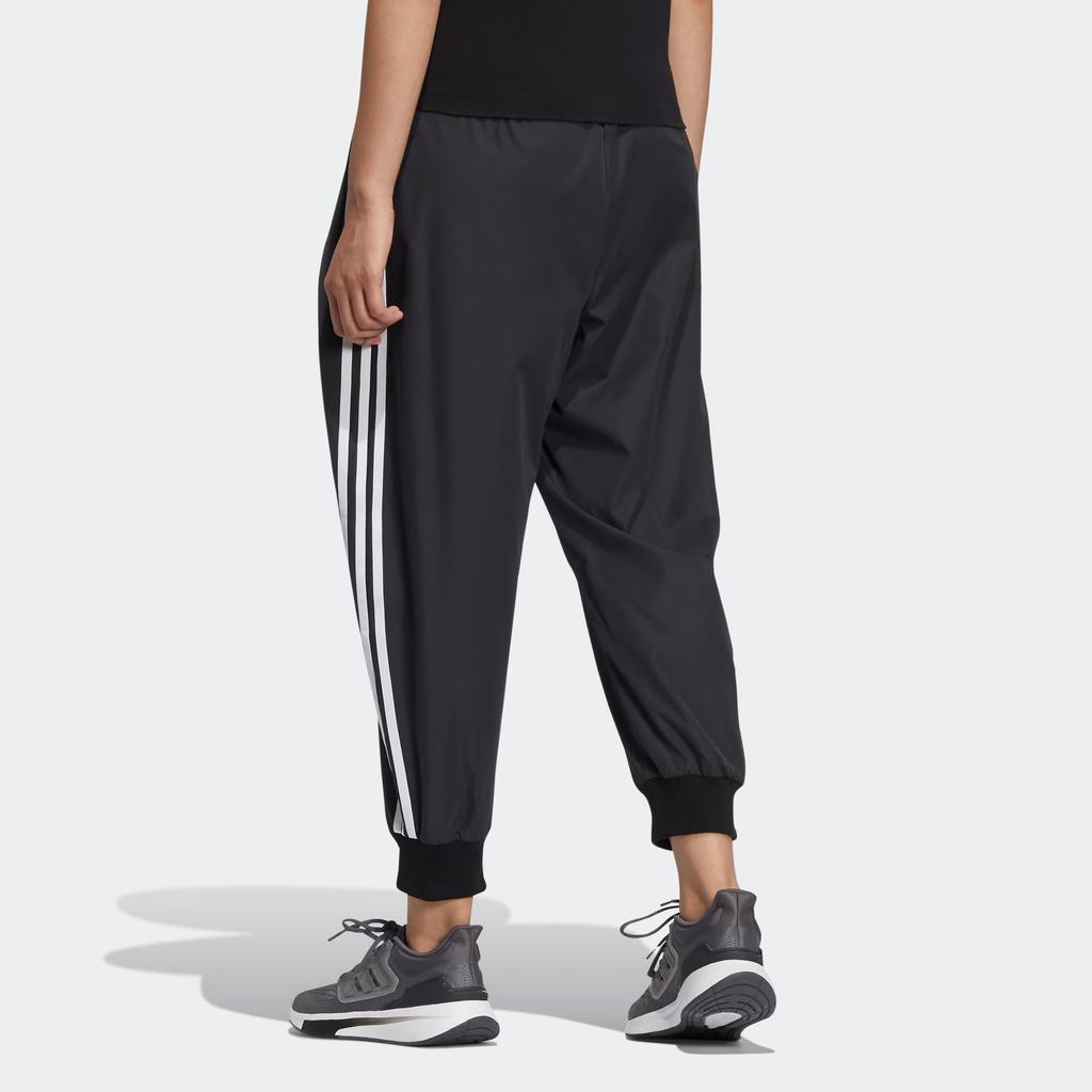 Adidas Solid Stripe Cuff Woven Joggers Women Bottoms Black HF2504