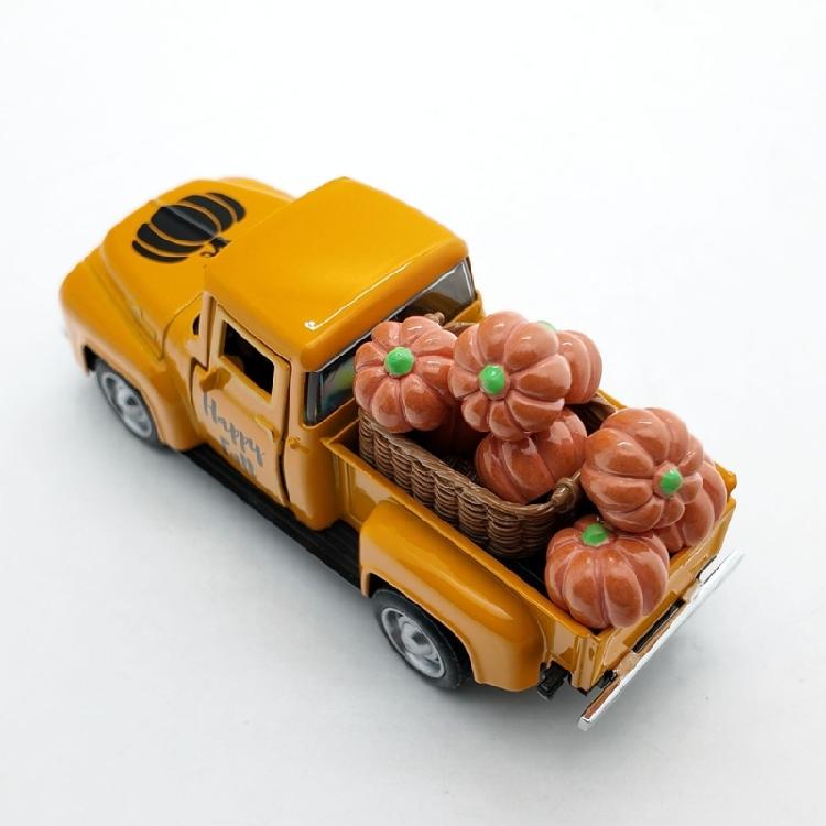 Fall Tiered Tray Decors Metal Truck with Fake Pumpkins Farmhouse Tiered Tray Decors for Thanksgiving Party Home Kitchens