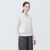 MUJI Women's UV-Cut Hemp Blend V-Neck Sweater, Light Gray, Size M (BA1OHA4S)