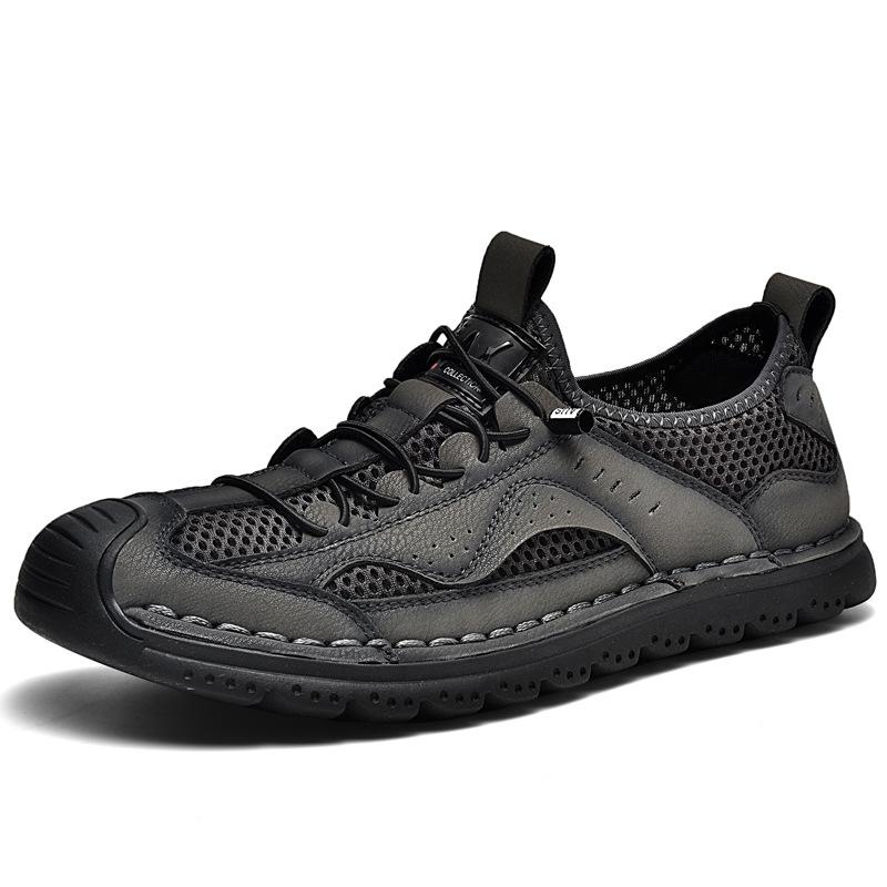 

Leaky mesh sneakers men s summer thin mesh shoes breathable casual shoes 46 сірий колір