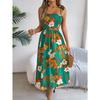 Frühlings- und Sommer-Blumen-Bindegürtel-Trägerrock Urlaub Strand Langer Rock Mode Damen Langer Rock