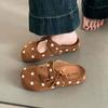 Retro Polka Dot Niche Design Versatile Velcro Bag Head Drag Spring New Wear a Pedal Fairy Style Slippers
