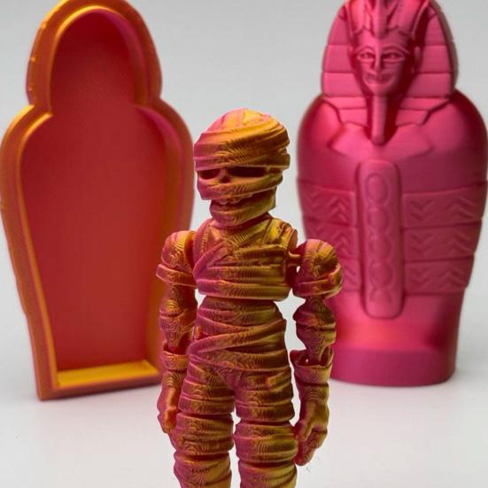 3D Printed Pharaoh Mummy Figurine Movable Joints Mummy Statue Articulated Sculpture Model Toy Home Office Desktop Decoration Ornament