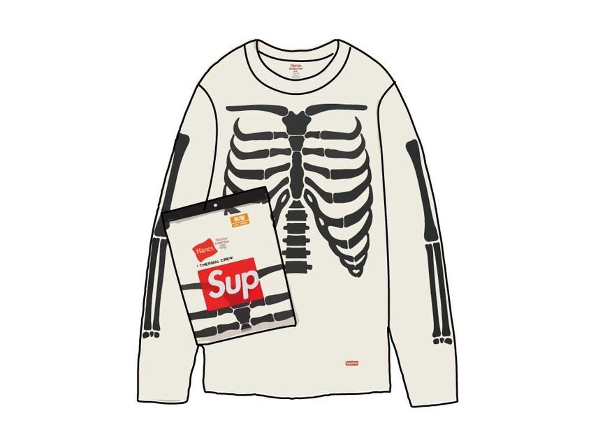 Supreme Hanes Bones Thermal Crew (1 Pack) Natural L