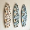 3 Pcs Wooden Surfboard Wall Decor Hollow Flowers Wall Art Beach Ocean Boho Wall Hanging Ornaments for Living Room Bedroom