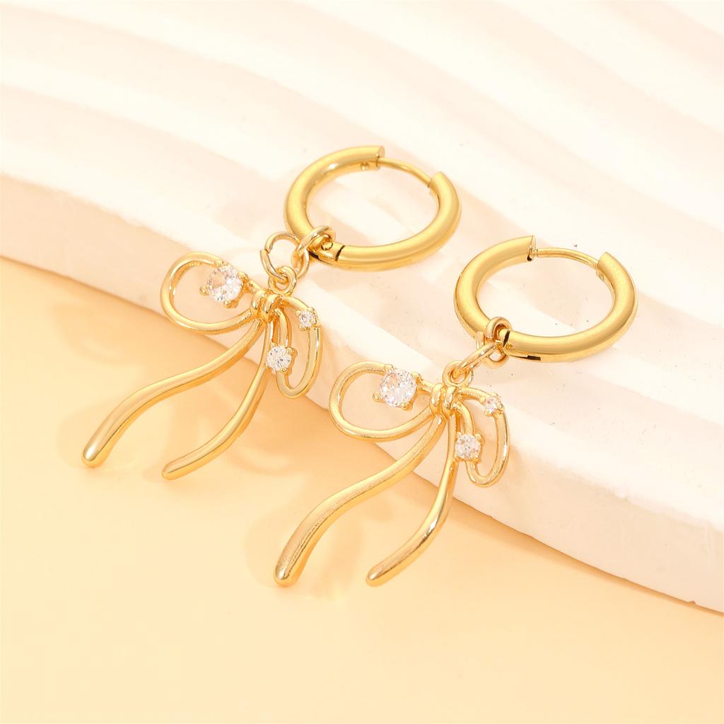 Chic Alloy Bow Earrings Bowknot Hoop Earrings Drop Dangle Women Jewelry Gift Perfect Accessories for Your Casual Look