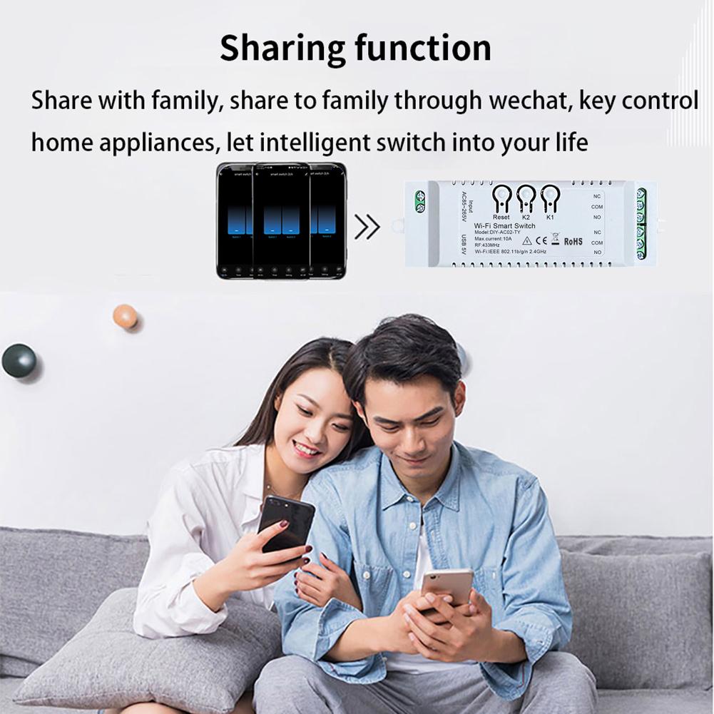 7-32V/85-265V WIFI Relay Switch Module Work with Alexa Google Home Smart Switch Module Smart Life APP 2CH RF 433MHZ