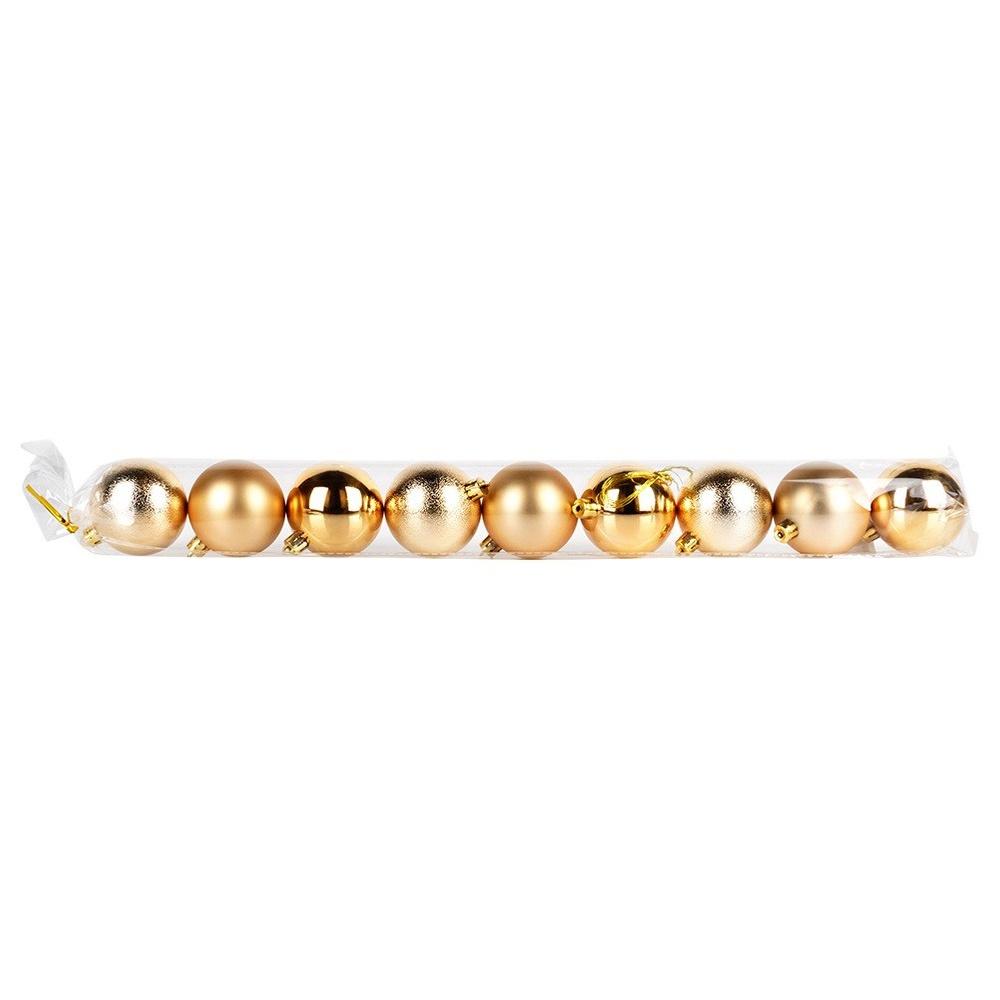 Shatterproof Gold Christmas Baubles 6 Cm 9 Pcs.