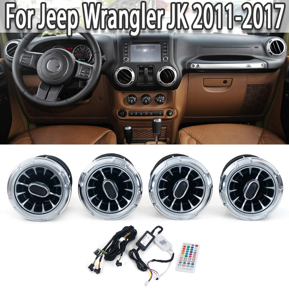 

Car Condition Turbine Outlet LED Light Front Air Vent Inlet Ambient Lamp For Jeep Wrangler JK 2011-2017 JL 2018-2025