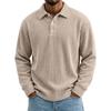 Mens Solid Corduroy Relaxed Fit Long Sleeve Polo Shirt Casual Wear