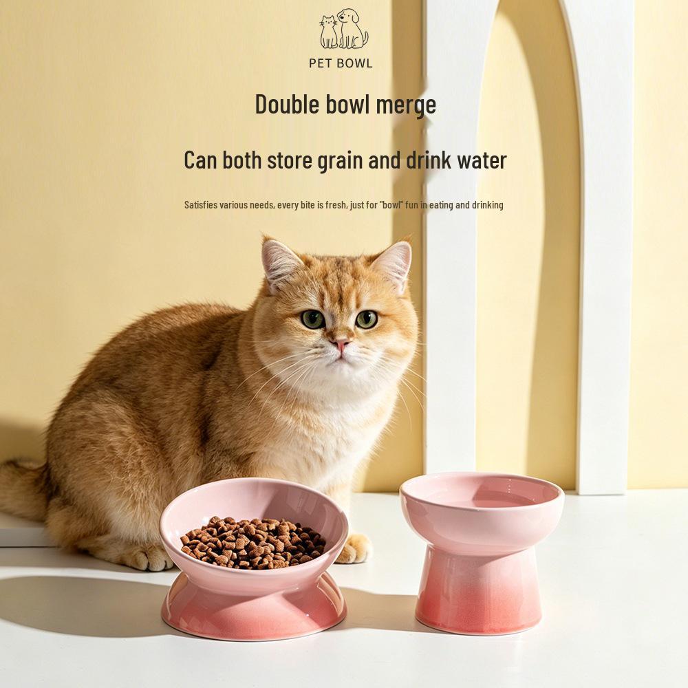 Ceramic Gradient Pet Bowl for Cats and Dogs - Feeder, Food, and Water Bowl