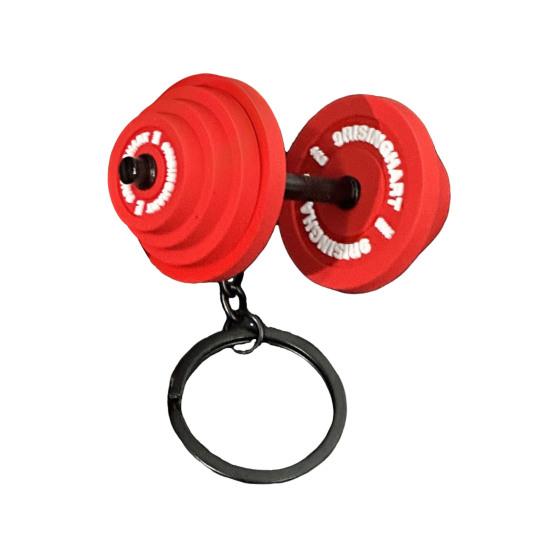 Keychain Pendant Lightweight Durable Soft Rubber Metal Dumbbell Design Detachable Fitness Bag Charm Key Holder Sporty Gift Accessory