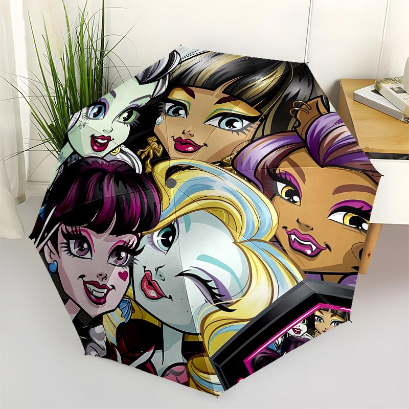 

Monster High, Characters Automatic Opening and Closing, 8 rib Structure Portable Umbrella, Suitable for Men and Women in All Seasons Perfec