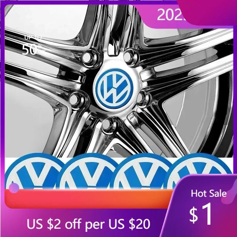 New Hot 2025 New B5 VW For Volkswagen 4Pcs Black/Blue Car Emblem Wheel Hub Center Stickers Accessories For Volkswagen Lavida