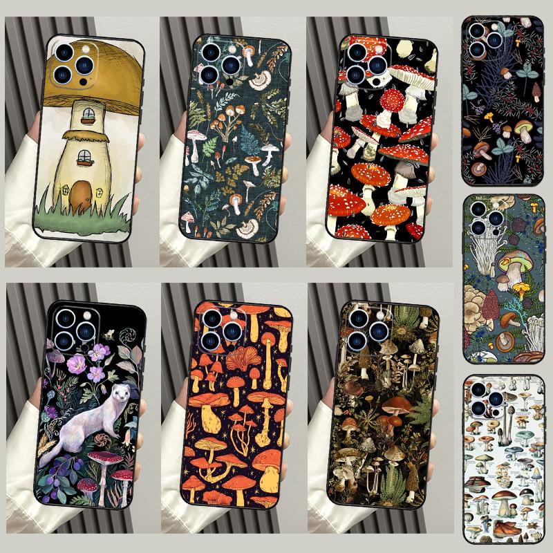 Mushroom Forest Case For iPhone 16 15 11 12 13 14 Pro Max Plus XS X XR 12 13 Mini Back Cover