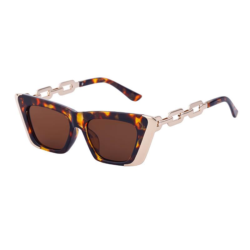 Cat'S Eye Sunglasses Women'S Trendy Personality Metal Chain Small Frame Sunglasses Women'S Glasses
