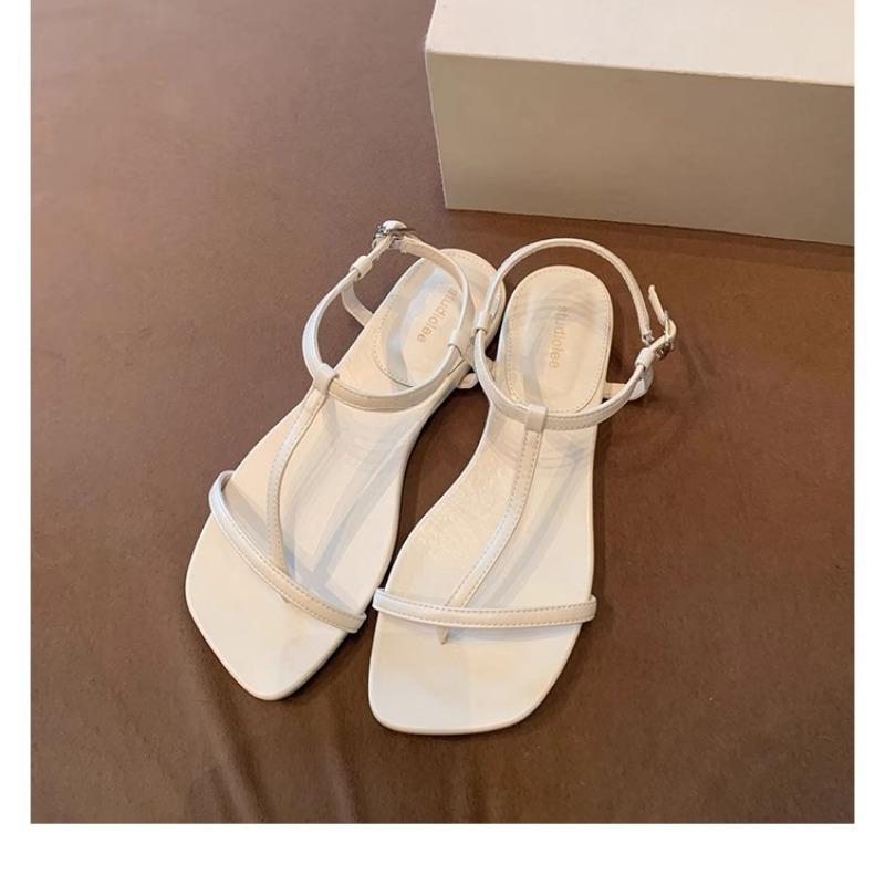 

Новый стиль женской обуви с квадратными носками и универсальные плоские сандалии 38 белый