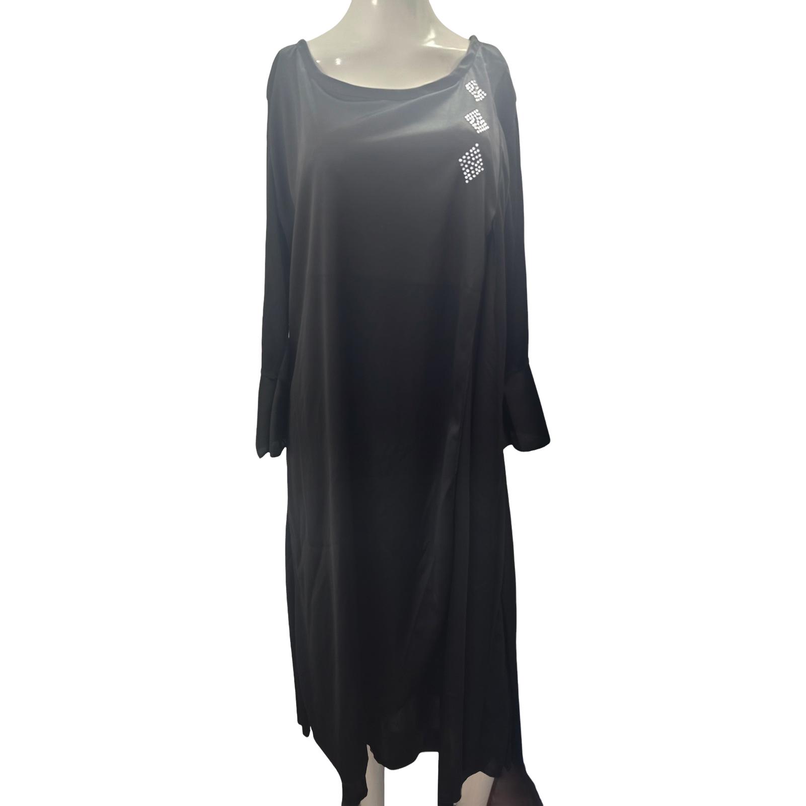 

Осенне-весеннее женское платье А-силуэта с многослойным подолом, рукавами три четверти, круглым вырезом, длиной до середины икры, для повседневной носки, для вечеринок, для офиса, миди-платье чёрный