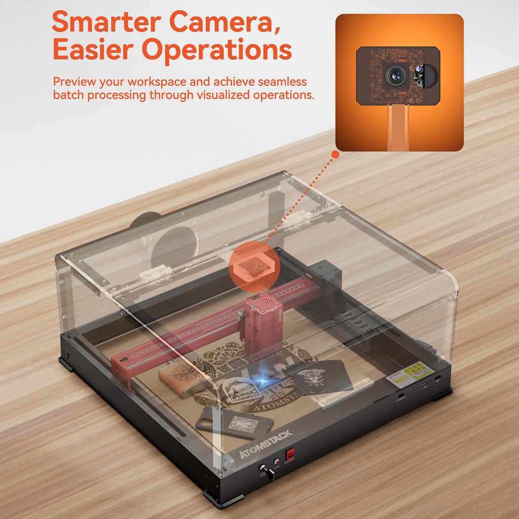 AtomStack B3 Protective Box Cover Laser Engraver Enclosure with AC1 Camera & LED Light & Exhaust
