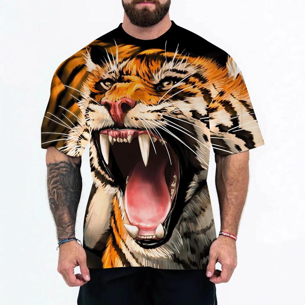 New 3D Digital Printed European and American Adult Men's Animal T-shirt