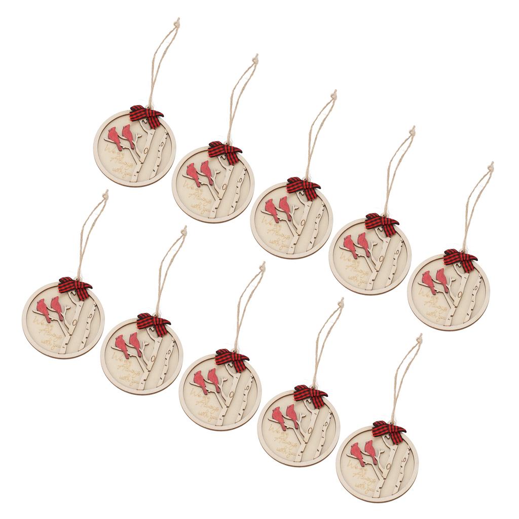 10Pcs Handmade Memorial Ornament Wooden Red Cardinal Ornament Hanging Memorial Christmas Decoration