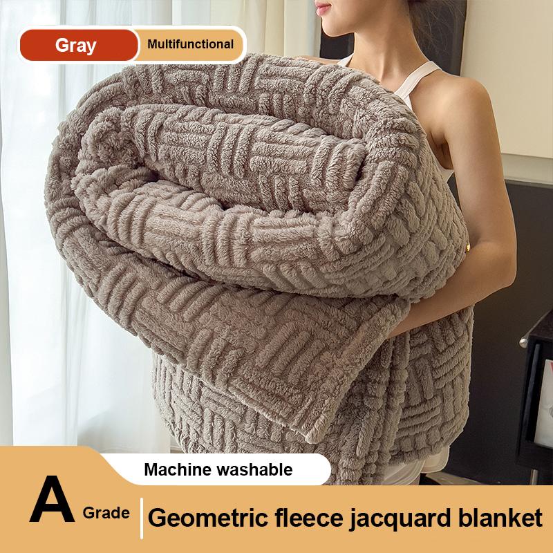 

Новое жаккардовое одеяло из кораллового флиса размера queen, весенне-осеннее, теплое, для кровати, с геометрическим узором, мягкое плюшевое покрывало для дивана 1.0x1.5m Kid Size серый